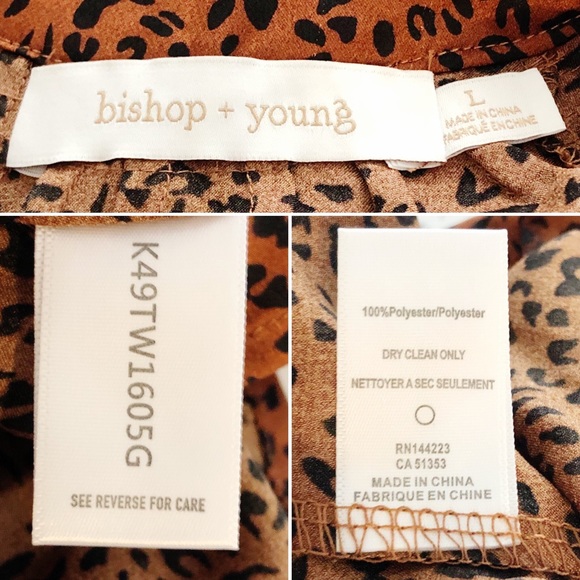 BISHOP + YOUNG Denali Leopard Print Long Sleeve Blouse Size Large - Picture 13 of 16